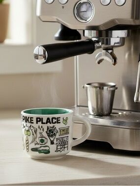 STARBUCKS Pike Place BEEN THERE Pin Drop Collection Espresso Demitasse Cup 3 Oz